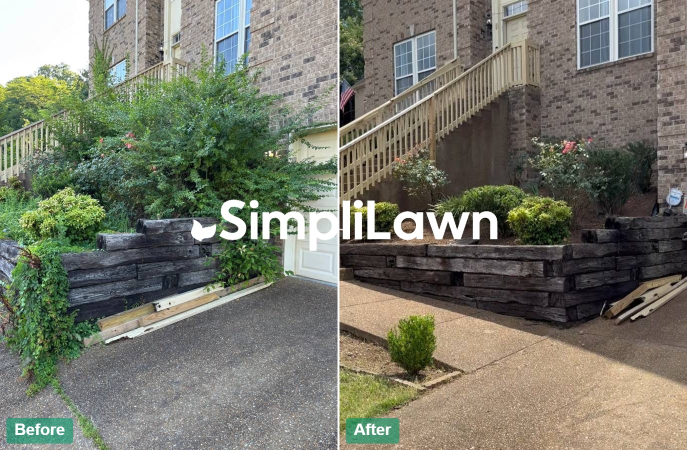 Landscaping — Retaining wall cleared and replanted, Richmond, VA