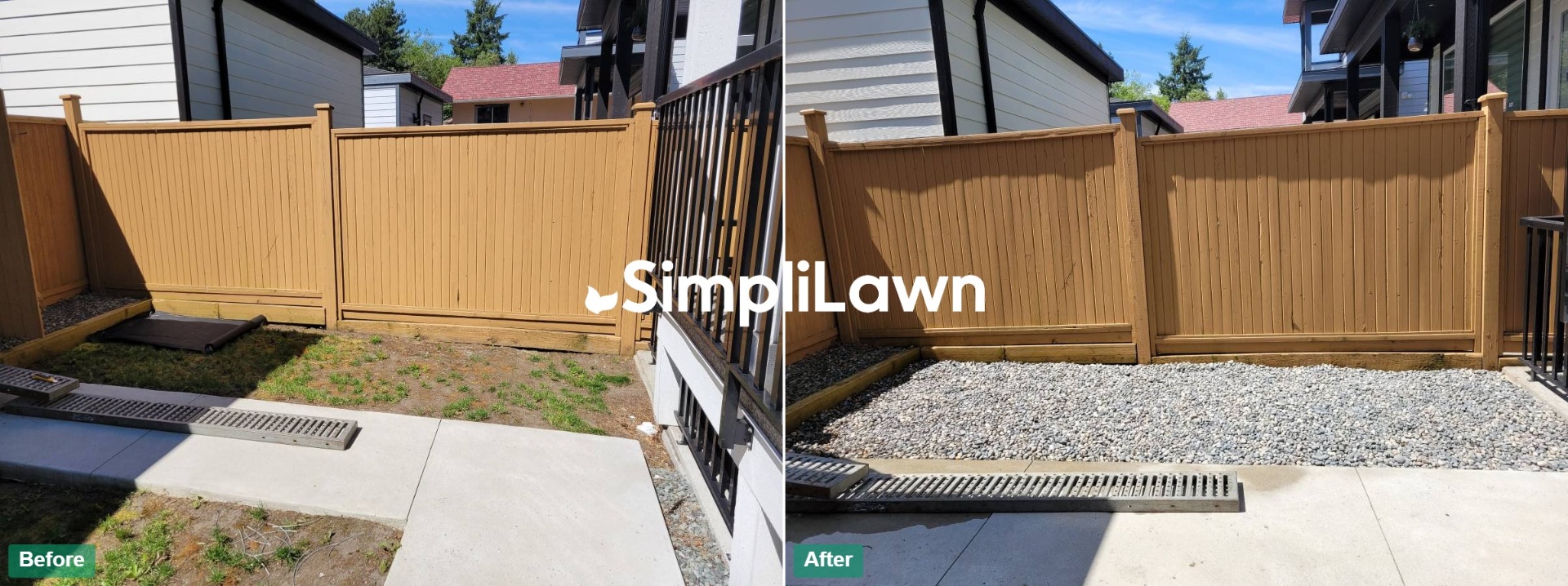 Before and after lawn transformation