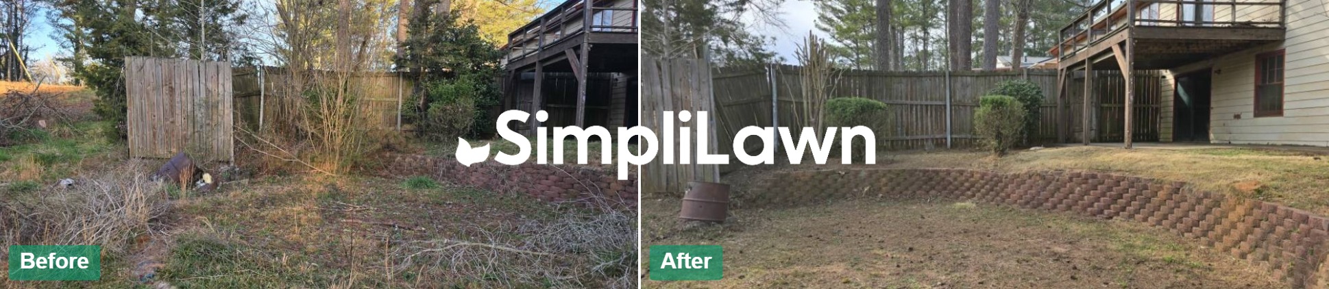 Yard Cleanup — Overgrown backyard cleared to terraces, Austin, TX