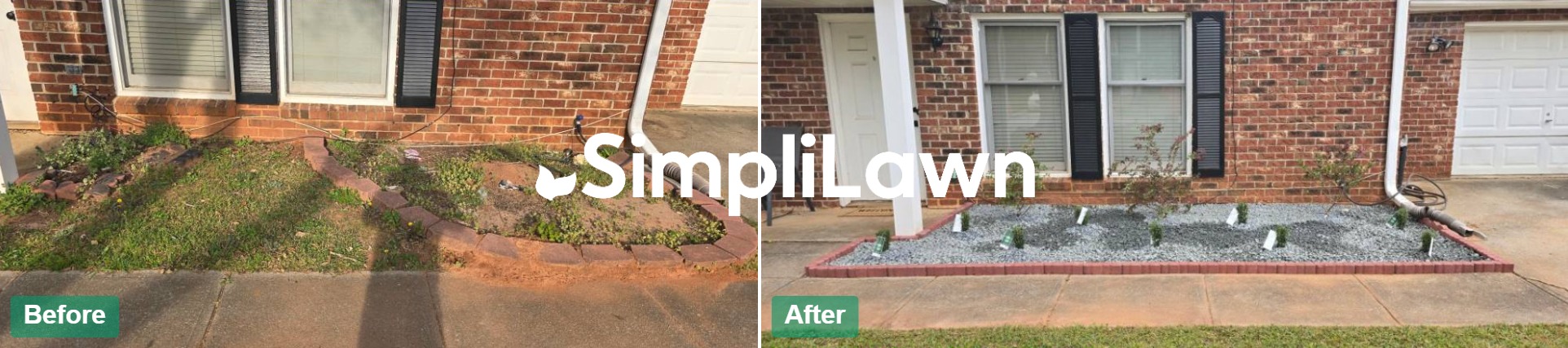 Landscaping — Front bed weeded & gravel mulched, Miami, FL
