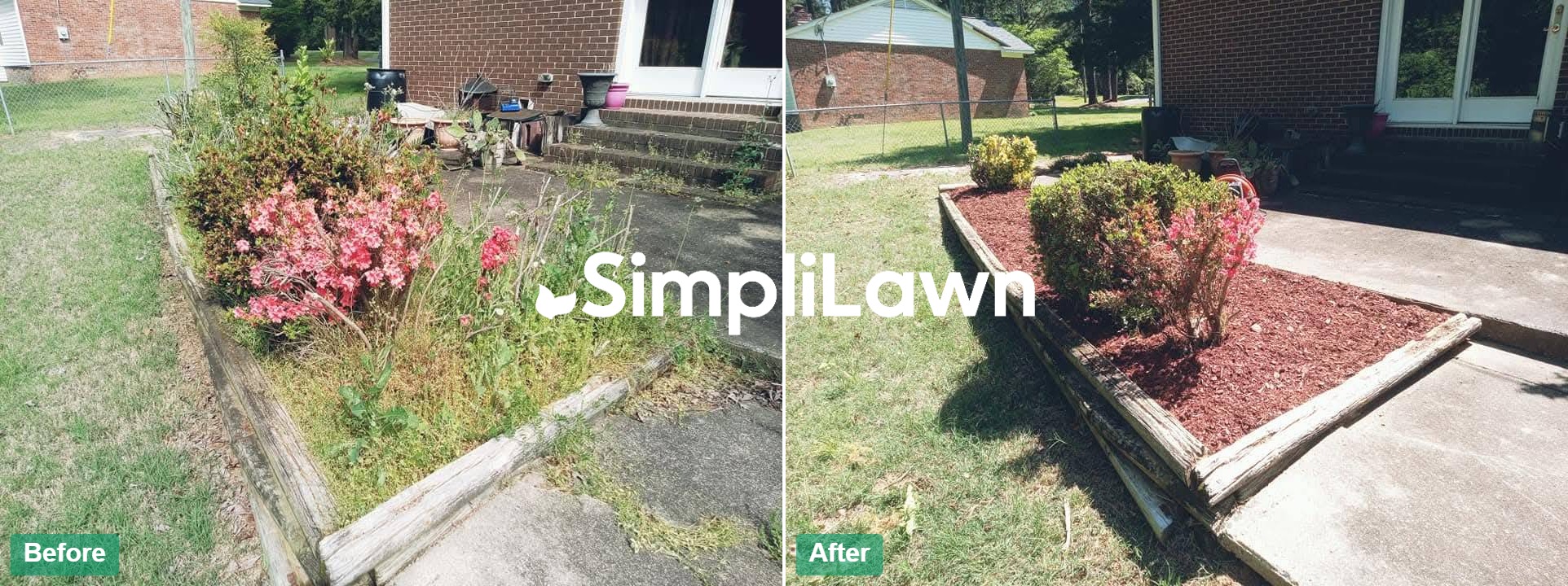 Landscaping — Front bed weeded & mulched in red cedar, Pittsburgh, PA